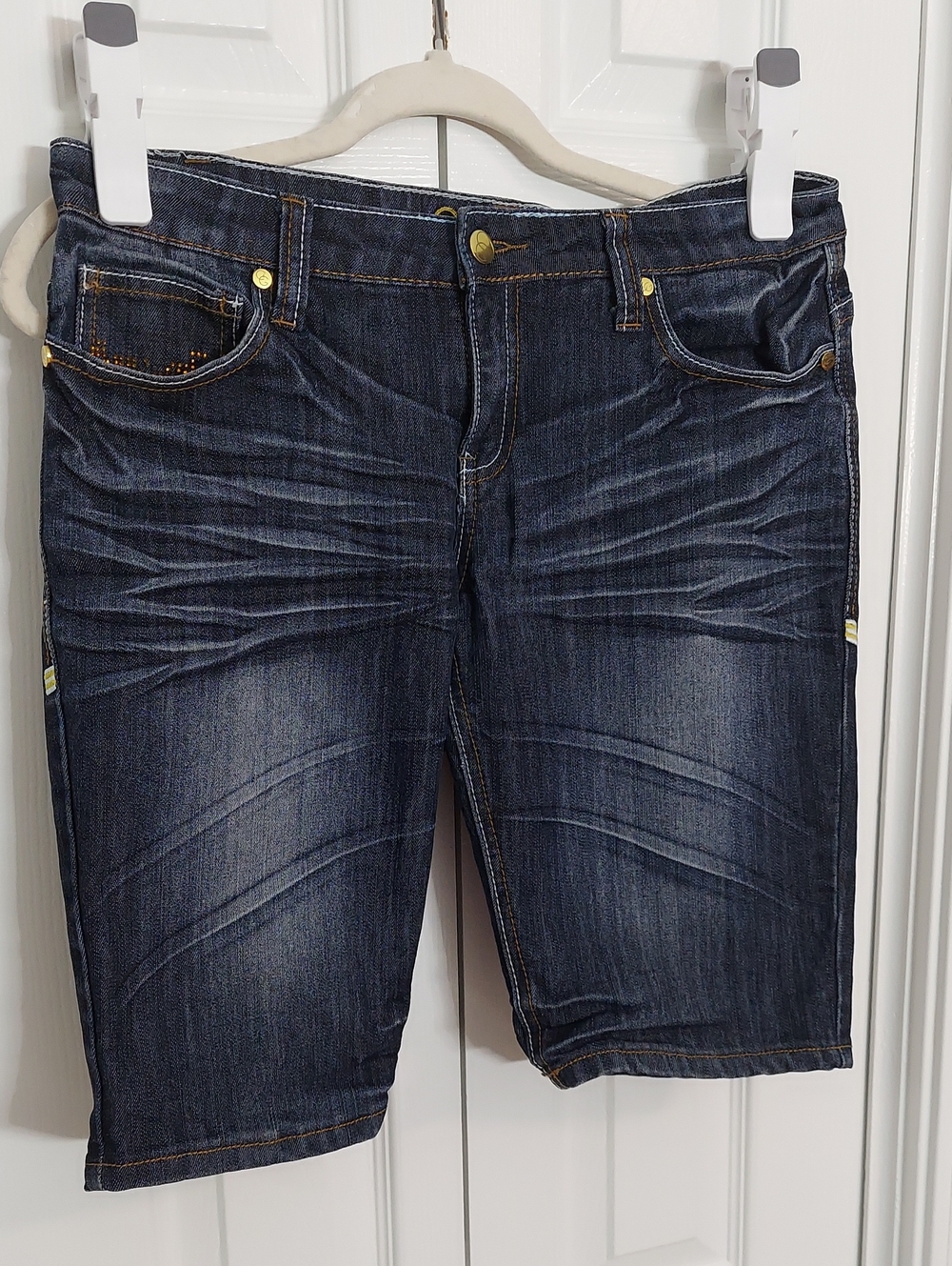 COOGI Jean Shorts, Size 7/8, Dark Wash, Sparkle, Bermudas, Vintage 90s